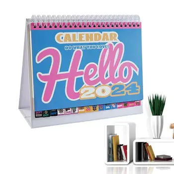 Настолен календар в 2024 година Настолен календар С информация за почивки И мек дизайн за десктоп учебен кабинет