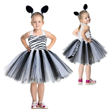 Нов детски игри костюм на Зебра Пола от окото на туф Танцово облечи Хелоуин Горското животно е Черно-бяла Пантера Cos Представа