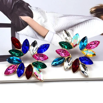 Нов дизайн на Многоцветни обици за жени, модни Приказно Реколта Стъклени обеци с кристали, сватбени декорации и аксесоари