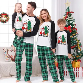 Нови Коледни Пижами Семеен комплект за възрастни, деца, кучета, Коледни Санта Клаусов, еднакви тоалети за семейството, семейни Коледни пижам, дрехи