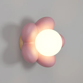 Окачен лампа за ресторант Nordic Cream Breeze Flower от екологично чиста смола, монтиран на стената лампа, малка странична лампа, лампа за детска стая