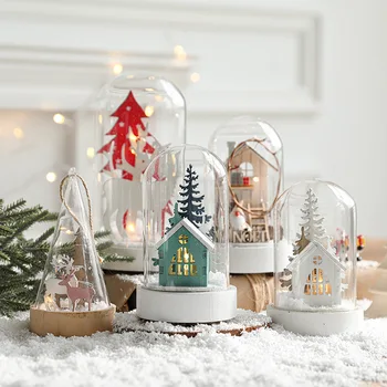 Осветление с елени в скандинавски стил Малката Нощна лампа Настолна Декор Коледно Дърво Стъклен Дом Коледна Украса Фестивални Аксесоари