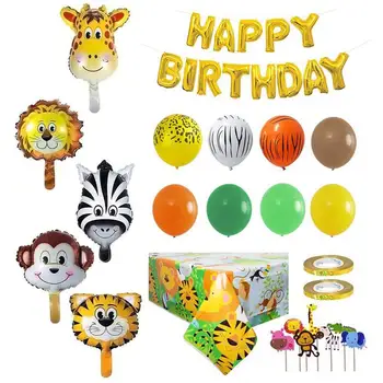 Парти в джунглата, балони от фолио за животни, за украса на парти в чест на рождения ден на животните в зоологическата градина, тема на джунглата, Детски балони на рожден Ден, парти декор в стил Сафари