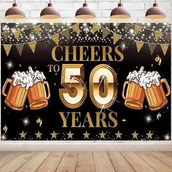 Приветствам 50-годишнина, Банер на заден план, с 50-годишнината, Среща с 50-годишнината, Черното Злато, Украса за партита, за да отпразнуват 50-годишнината