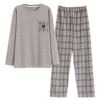 Пролетно-есенен мъжки пижамный комплект, Модни и ежедневни пижами, Домашно облекло, без пижама L-5XL