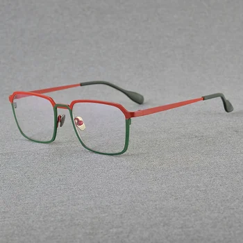Рамки за очила в ретро стил, мъжки дизайнерски квадратни оптични очила от чист титан, Късогледство за четене, женски персонални очила