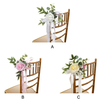 Реалистичен външен вид на Облегалката на сватбена стола За декор на партито, украса, Сватбен букет, Не увядающий Изкуствени цветя