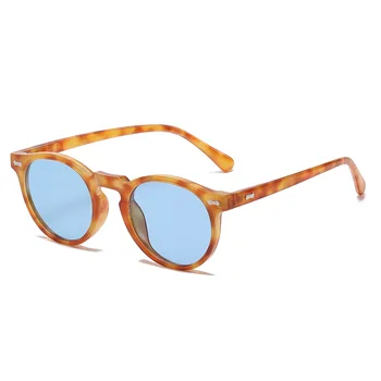 Ретро Кръгли поляризирани очила Дамски Модни бижута с нитове Нюанси UV400 Мъжки слънчеви очила в стил пънк