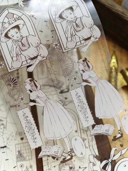 Ретро-лентата на Мис Лора Момиче Washi ПЕТ за направата на картички-проектанти, декоративна стикер за scrapbooking 