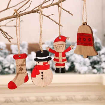 Рисувани Дървени Окачени Коледни Украси Коледно Дърво От Канап Подвесная Коледна Раздаване На По-Малки Подаръци