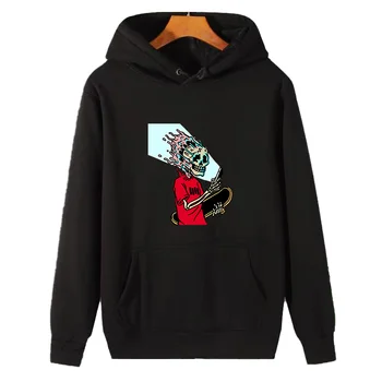Скейтборд Skater Skull, пънк банда, дебел пуловер, hoody с качулка essentials, руното hoody с качулка с шарките на Harajuku, блузи с качулка