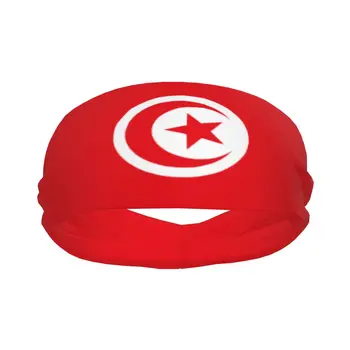 Спортна превръзка на главата, преносима превръзка от неопрен за коса, превръзка на главата с Тунизийски флага, спортна превръзка от неопрен за колоездене, бягане, упражнения