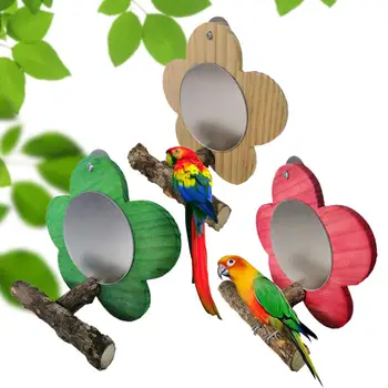 Твърдо огледало за птици, устойчиви на укусам стойка за папагали, Устойчив на укусам играчка за птици, Изкупителната от скука, огледало за папагали, Поставка за костур, играчка за клетки