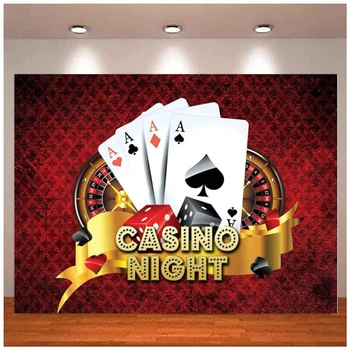Фон за снимки казино в Лас Вегас, Нощния фон казино за украса на парти или аксесоари за партита, банер-плакат