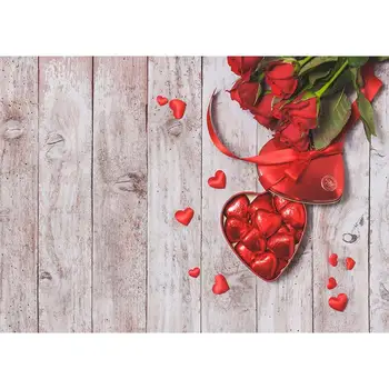Фон за снимки от дърво с червени сърца и цветя По поръчка за влюбени за вашата сватба, фотосесия в Ден на Св. Валентин, фотостудию