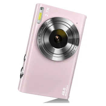 Цифрова камера с автофокус, помещение за видеоблогинга с резолюция от 2,7 и До 48 Mp с голям екран 2.8 инча, стилна камера за юноши-розови