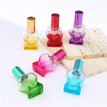 прозрачен флакон-спрей за парфюм Love Colored обем от 10 мл, Празна стъклена бутилка спрей, Пътна козметична бутилка, Шишенцата за проби, контейнер за многократна употреба