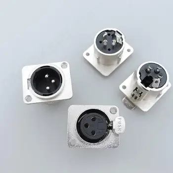 сребрист метален XLR 3-пинов конектор за свързване на захранването на мъжки или женски панел, конектор за аудиомикрофона, штекерный конектор, мед контакт, 1/3 бр. v